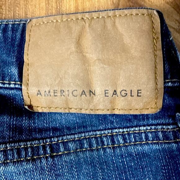 American Eagle Jeans Mens 31x30 Blue Flex Relaxed Straight Dark Wash Denim - Picture 5 of 6